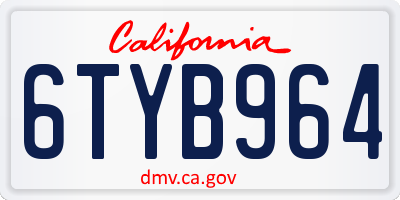 CA license plate 6TYB964
