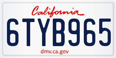 CA license plate 6TYB965