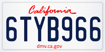 CA license plate 6TYB966