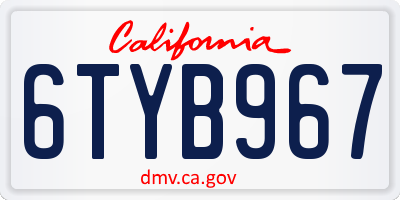 CA license plate 6TYB967
