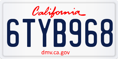 CA license plate 6TYB968