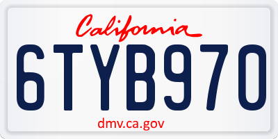 CA license plate 6TYB970
