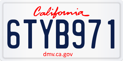 CA license plate 6TYB971