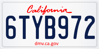 CA license plate 6TYB972