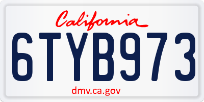 CA license plate 6TYB973