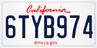CA license plate 6TYB974
