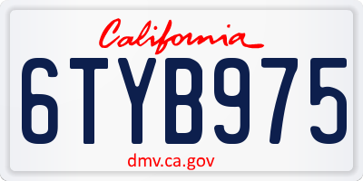 CA license plate 6TYB975