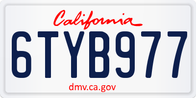 CA license plate 6TYB977