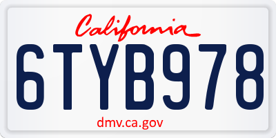 CA license plate 6TYB978