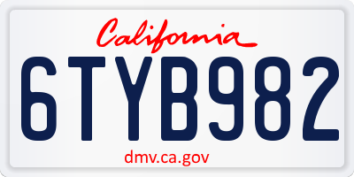 CA license plate 6TYB982