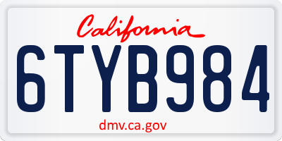 CA license plate 6TYB984