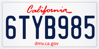 CA license plate 6TYB985