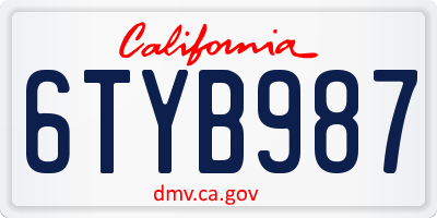 CA license plate 6TYB987
