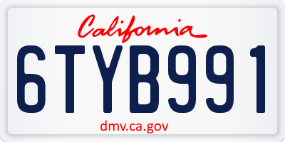 CA license plate 6TYB991
