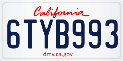 CA license plate 6TYB993