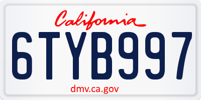 CA license plate 6TYB997