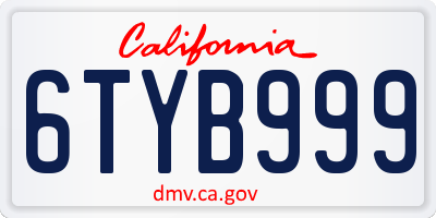 CA license plate 6TYB999
