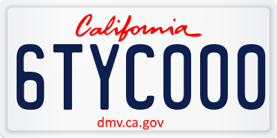 CA license plate 6TYC000