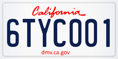 CA license plate 6TYC001