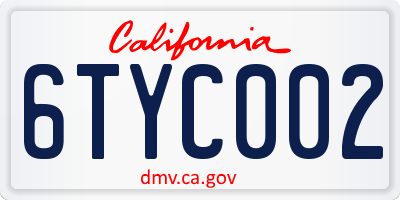 CA license plate 6TYC002