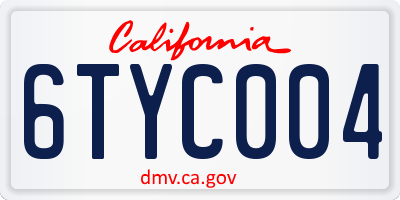 CA license plate 6TYC004