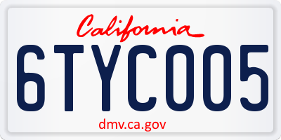 CA license plate 6TYC005