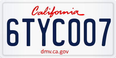 CA license plate 6TYC007