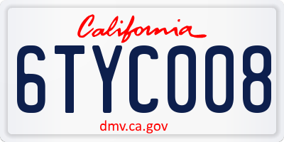 CA license plate 6TYC008
