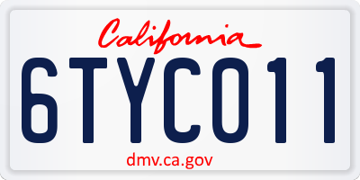 CA license plate 6TYC011