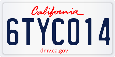 CA license plate 6TYC014