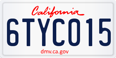 CA license plate 6TYC015