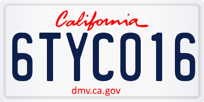CA license plate 6TYC016