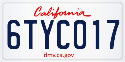 CA license plate 6TYC017