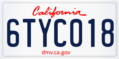 CA license plate 6TYC018