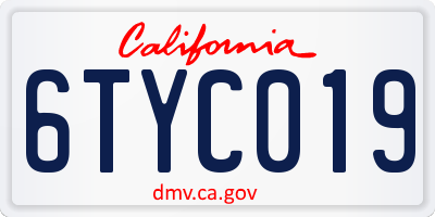 CA license plate 6TYC019