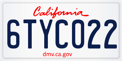 CA license plate 6TYC022