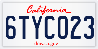 CA license plate 6TYC023