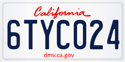 CA license plate 6TYC024