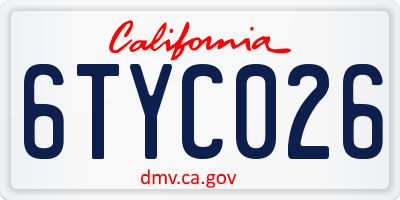 CA license plate 6TYC026