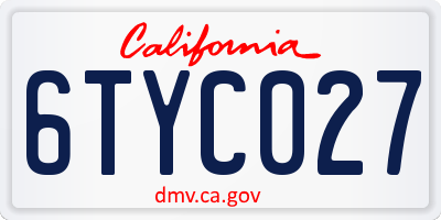 CA license plate 6TYC027