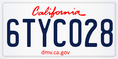 CA license plate 6TYC028