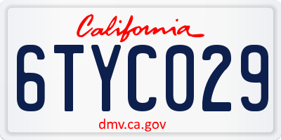 CA license plate 6TYC029