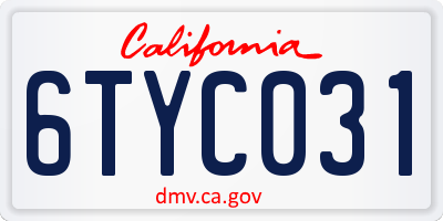 CA license plate 6TYC031