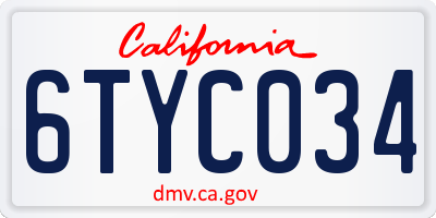 CA license plate 6TYC034