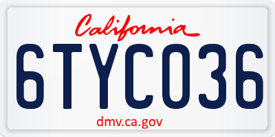 CA license plate 6TYC036