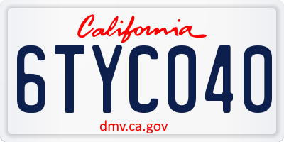 CA license plate 6TYC040