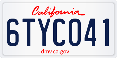 CA license plate 6TYC041
