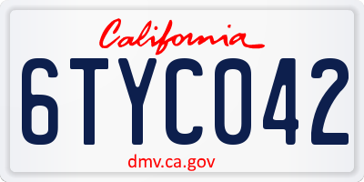 CA license plate 6TYC042