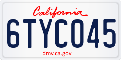 CA license plate 6TYC045