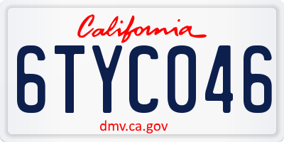 CA license plate 6TYC046